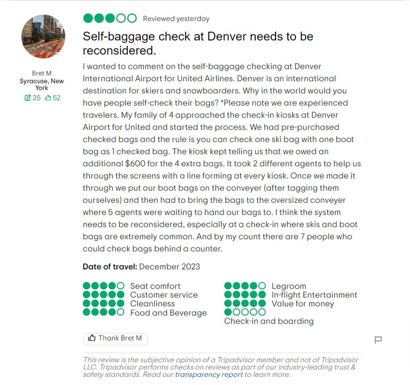 Read more about the article Self-baggage check at Denver needs to be reconsidered